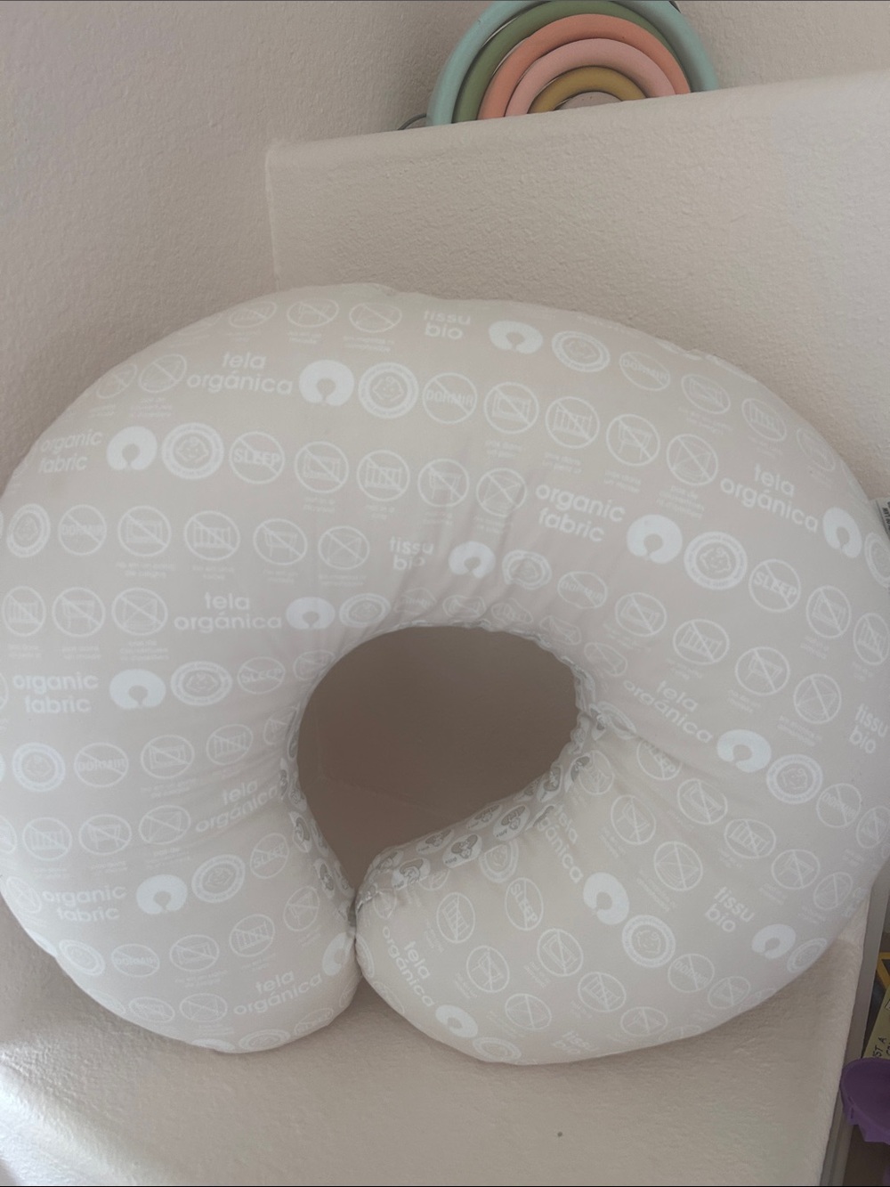Organic Fabric Boppy Nursing Pillow with Animal Print Cover - Never Used -